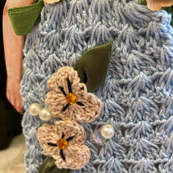 2 Paper Dolls Crochet Clothes Hats Stands Christmas Ornaments Wayne M. Kolenski - Picture 5 of 16